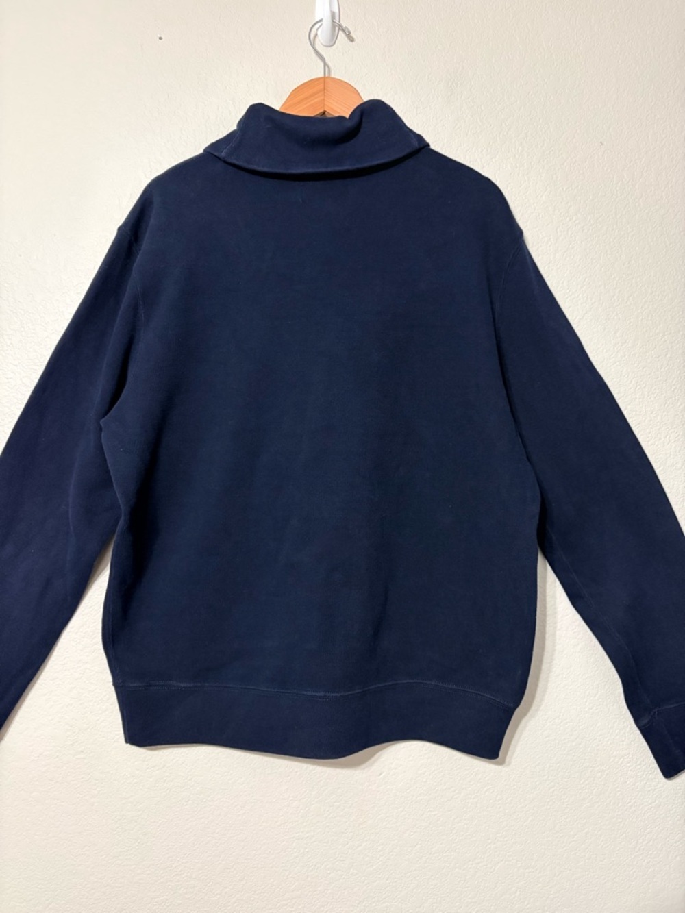 Polo Ralph Lauren Navy Shawl-Collar Sweater‎ with Orange Pony Logo XL Very Soft - Picture 2 of 14